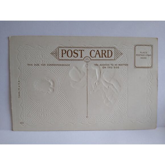 Valentine Postcard Cupid Watches Children Reading Book Embossed Series 448 - Picture 3 of 3